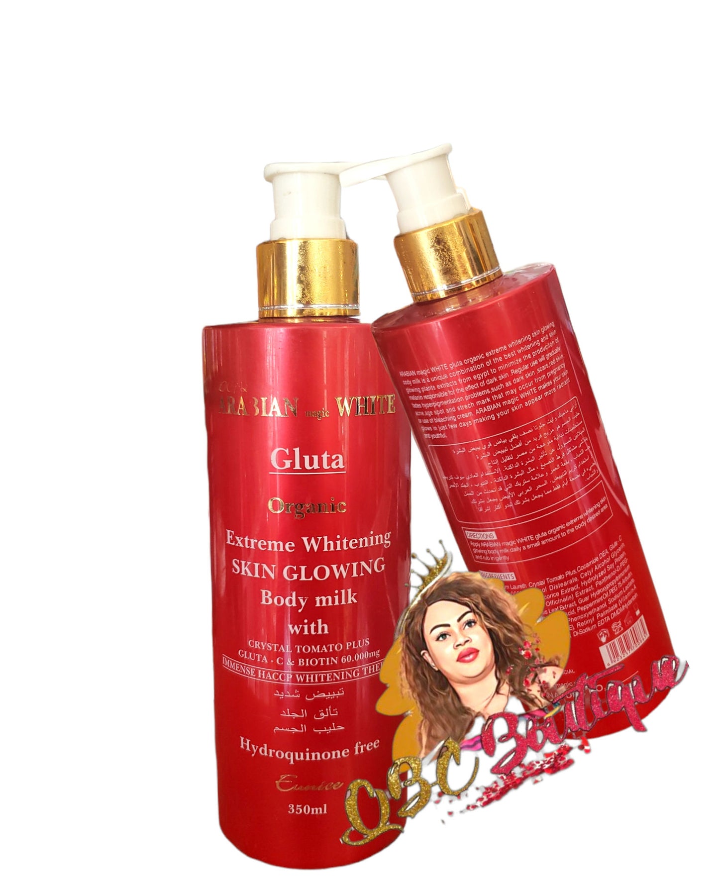 Arabian magic White Organic extreme whitening skin glowing body milk 350ml image 1