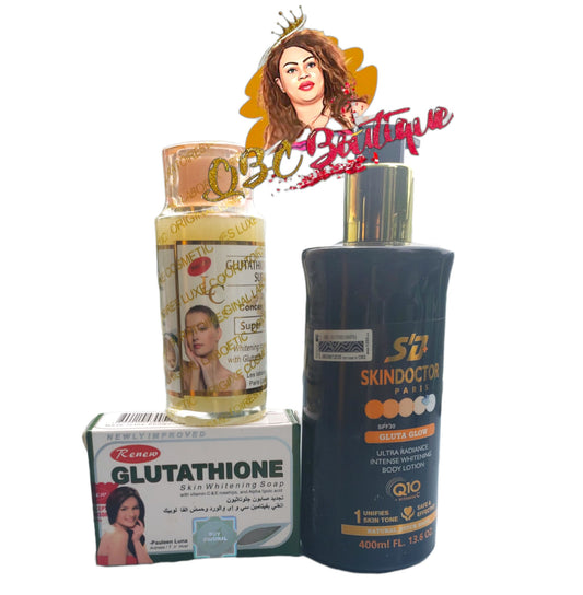 skin Doctor paris Gluta Glow lightening body milk set glutathione Soap and serum image 0