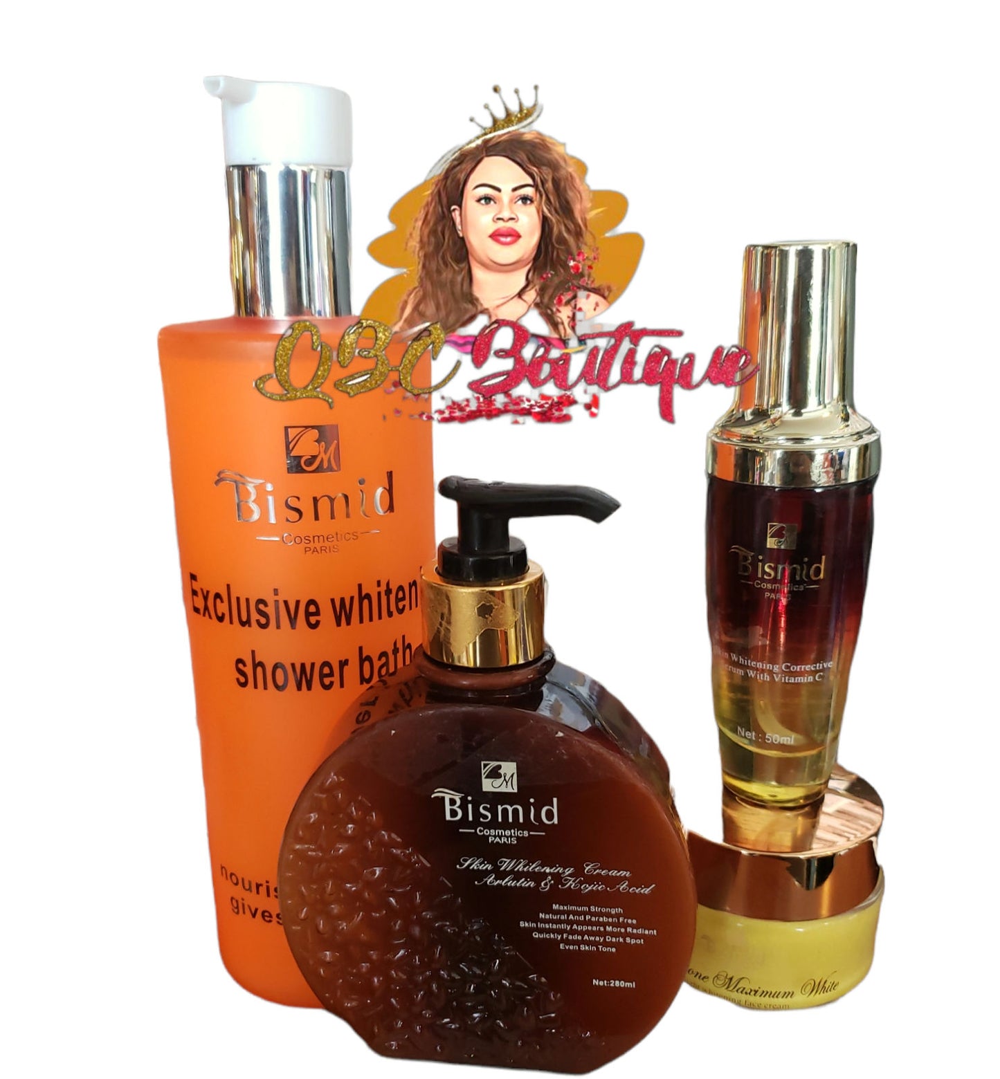 Bismid white arbutin & kojic cream+serum+exclusive bath+maximum white face cream image 1