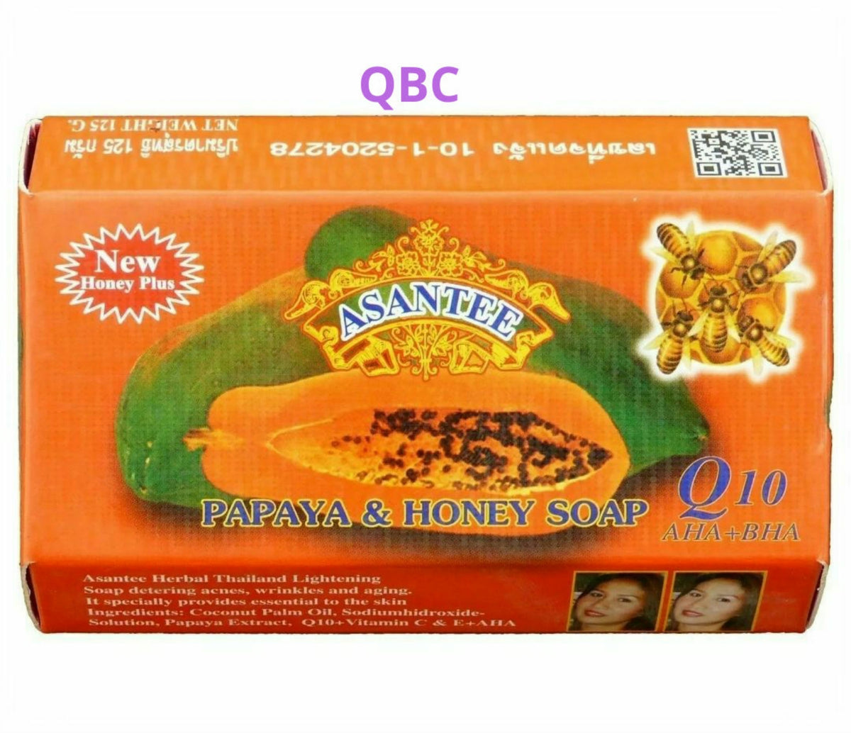 Asantee papaya & Honey Soap Q10 AHA, BHA 1pcs  image 0