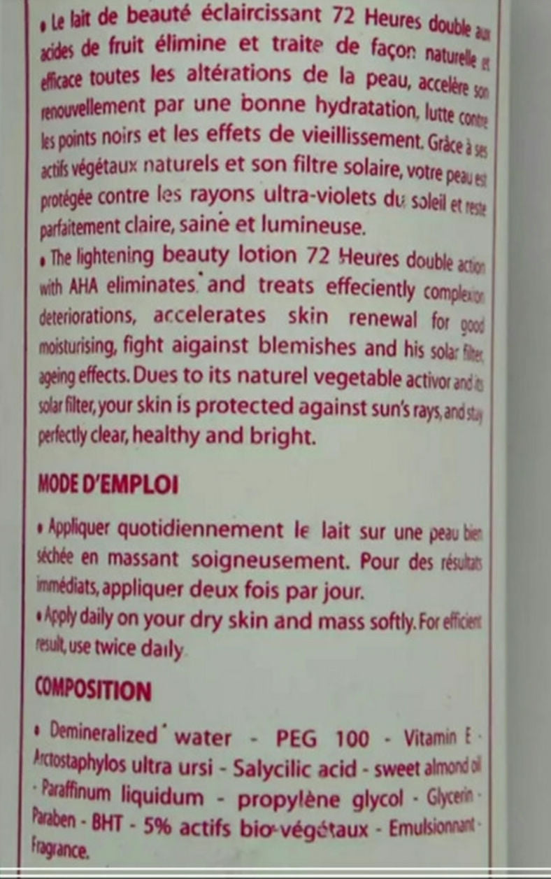 LAIT De Beauté 72  Heures Double Action  Lightening  lotion image 1