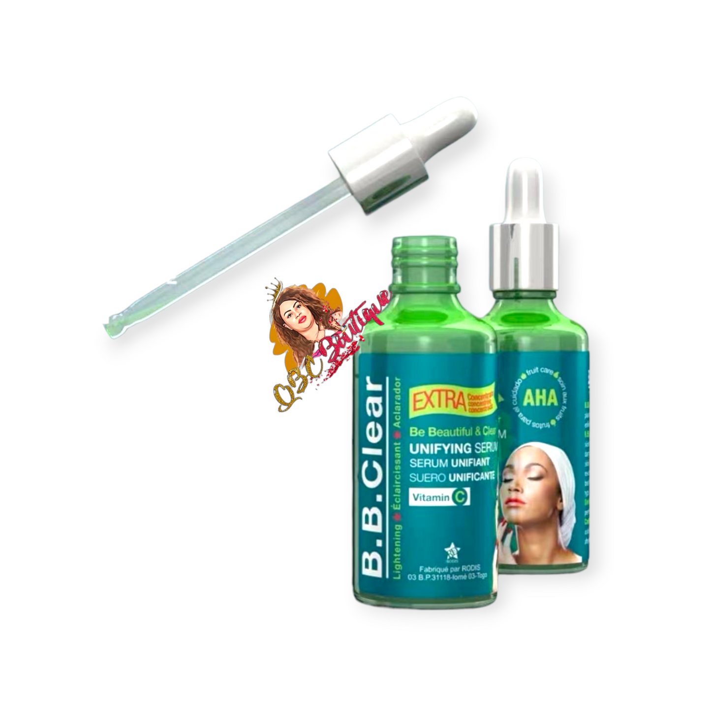 B.B. Clear AHA Unifying Serum with V C and fruit extracts evens skin tone and boosts radiance.